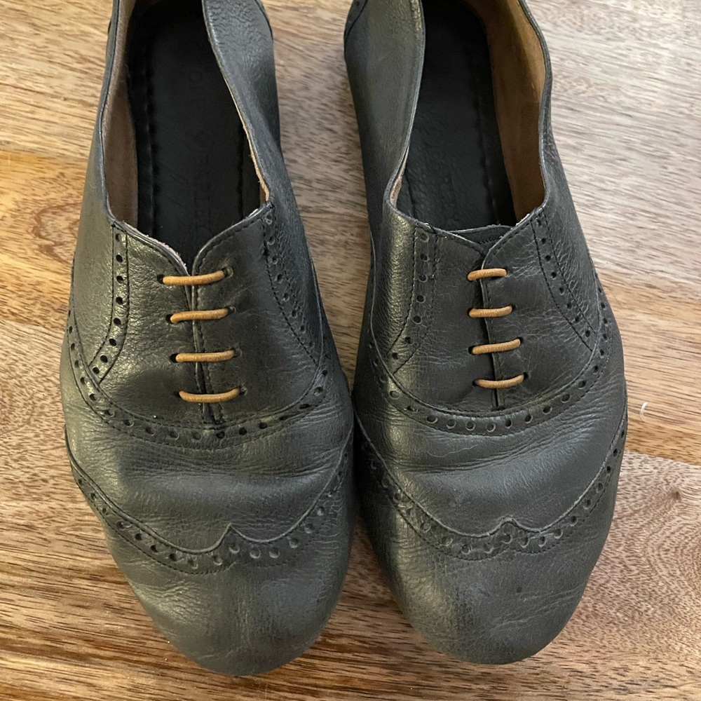 Black Oxford Flats Poppy Barley Size 7.5